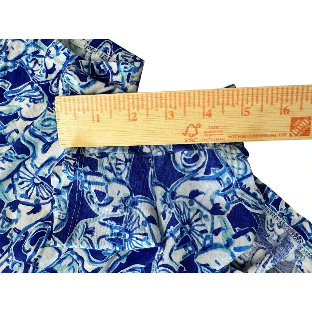 Lilly Pulitzer Girls Blue Elephant Print Cotton‎ Romper Size M 8-10 23401